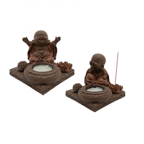 2/A RESIN MONK CANDLE HOLDER PSB205