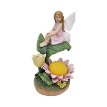 24cm Resin Fairy with Solar Sunflower PSF016