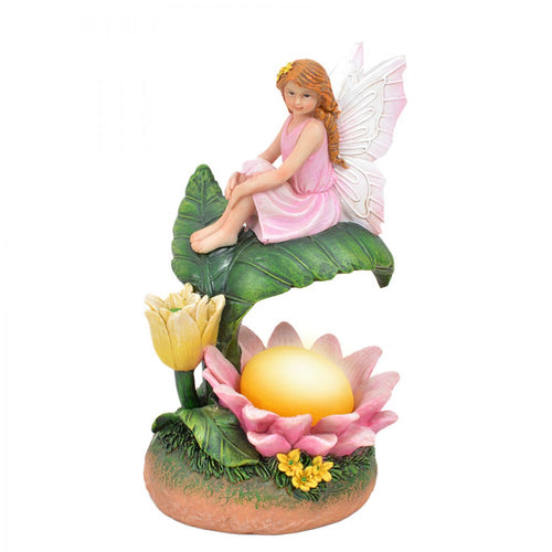 24cm Resin Fairy with Solar Sunflower PSF016