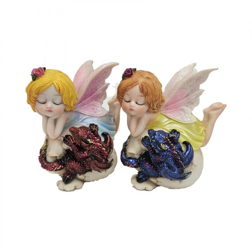 12cm 2/A Enchanted Dragon & Fairy Decoration PR984