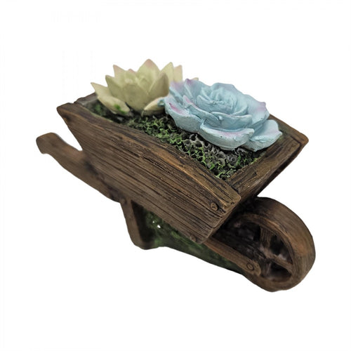 12cm Resin Succulent Wheelbarrow Ornament PSF032B