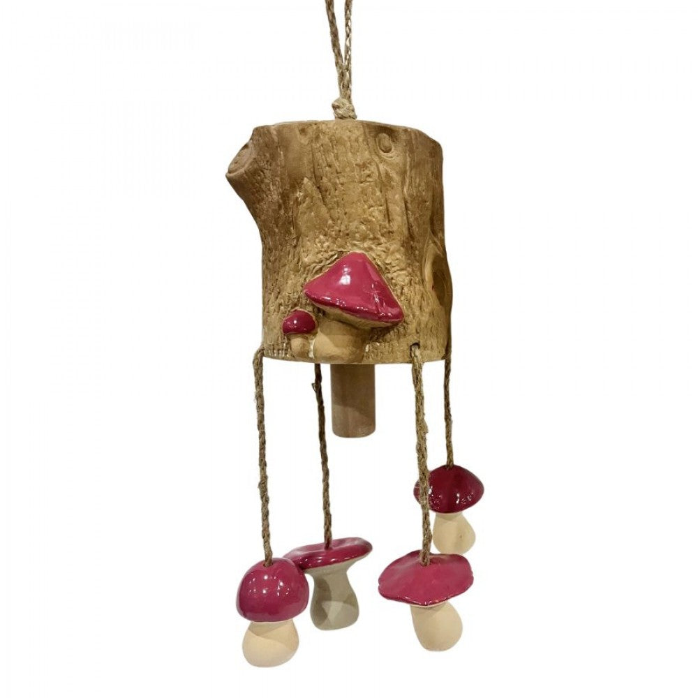 Porcelain Mushroom on Stump Wind Chime PLD157