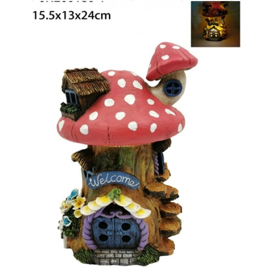 Resin Solar Fairy Garden House PSF036H