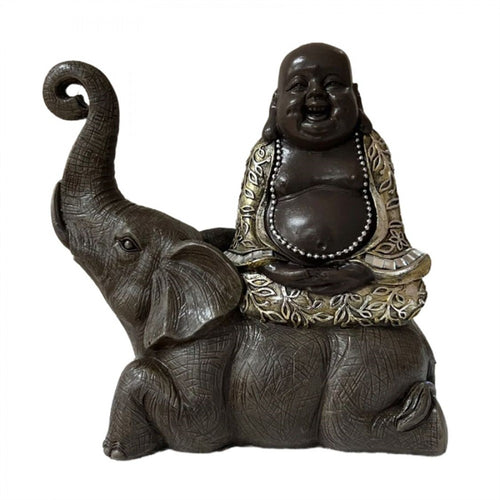 HAPPY BUDDHA SITTING ON ELEPHANT  PSB215A