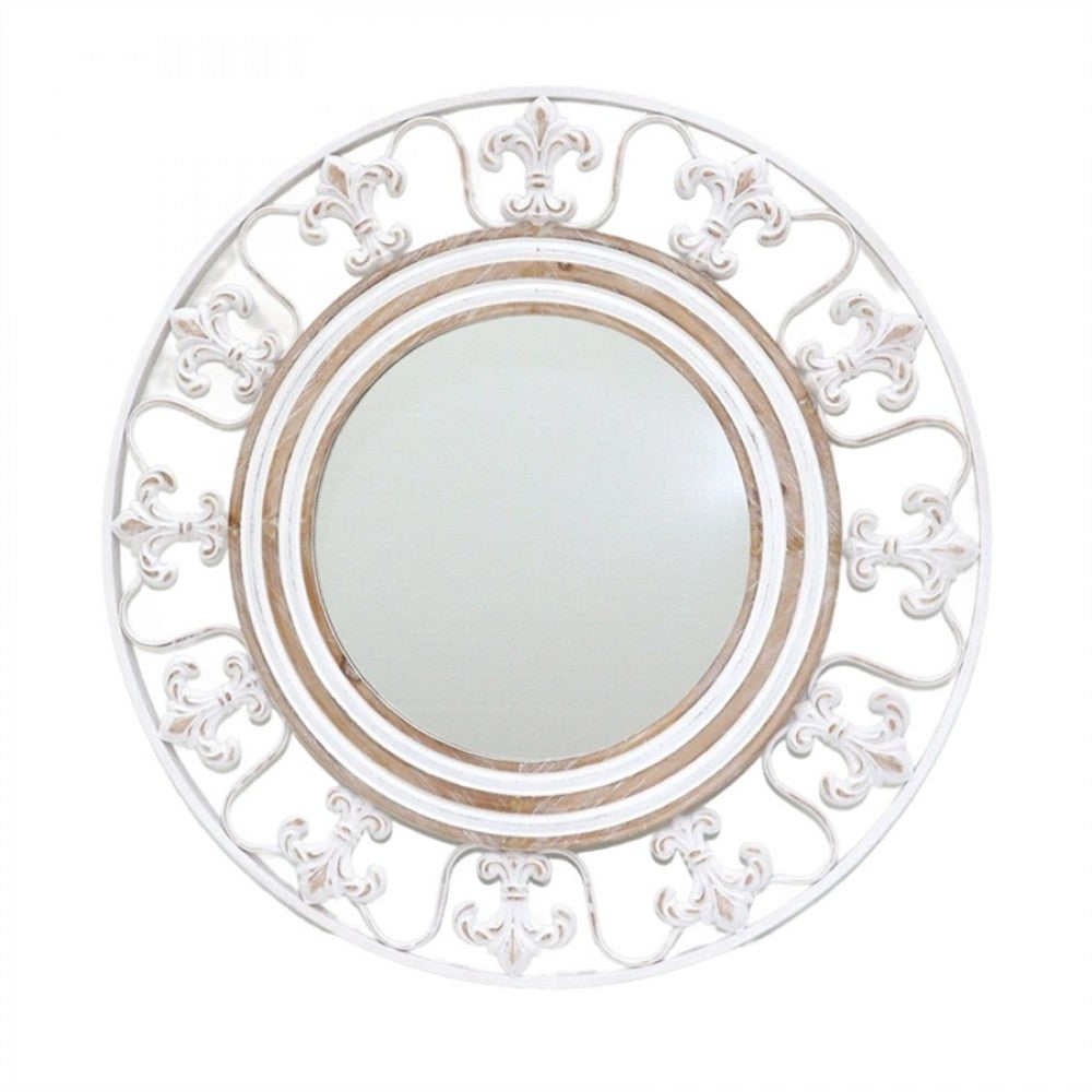 Metal & Wooden Round Mirror GM004