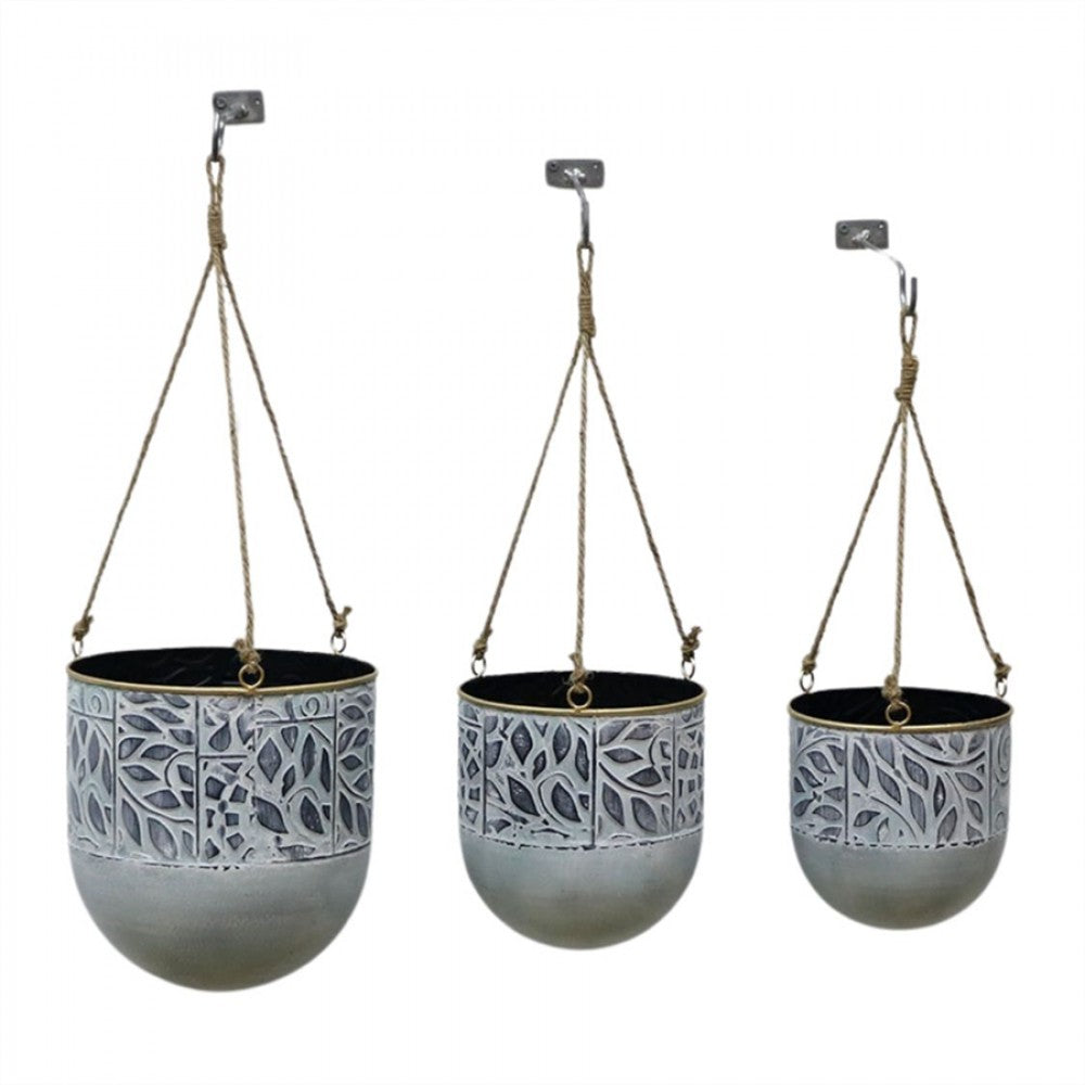 S/3 Metal Hanging Patterned Bucket MD651