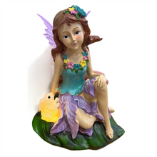 16cm Resin Fairy with Solar Rabbit Light PSF047