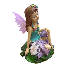 16cm Resin Fairy with Solar Rabbit Light PSF047