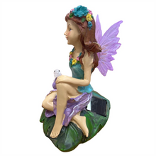 16cm Resin Fairy with Solar Rabbit Light PSF047