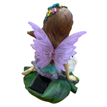 16cm Resin Fairy with Solar Rabbit Light PSF047