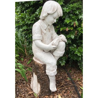 Boy Reading on Tree Stump (89cm)