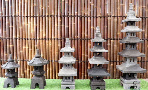 Set of 5 Lava Stone Lanterns